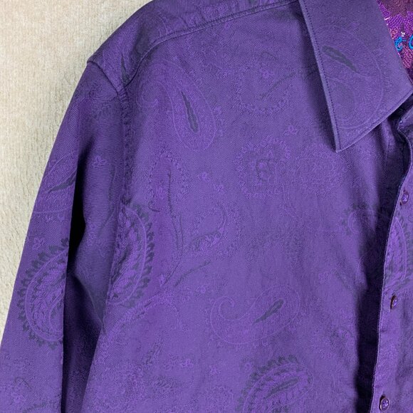 ROBERT GRAHAM SHIRT 2XL MENS BUTTON UP PURPLE PAISLEY VICTORIAN FLIP CUFF - Picture 4 of 14